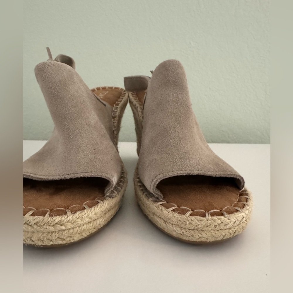 Toms Monica Suede Desert Taupe Espadrille Wedges - Picture 3 of 8